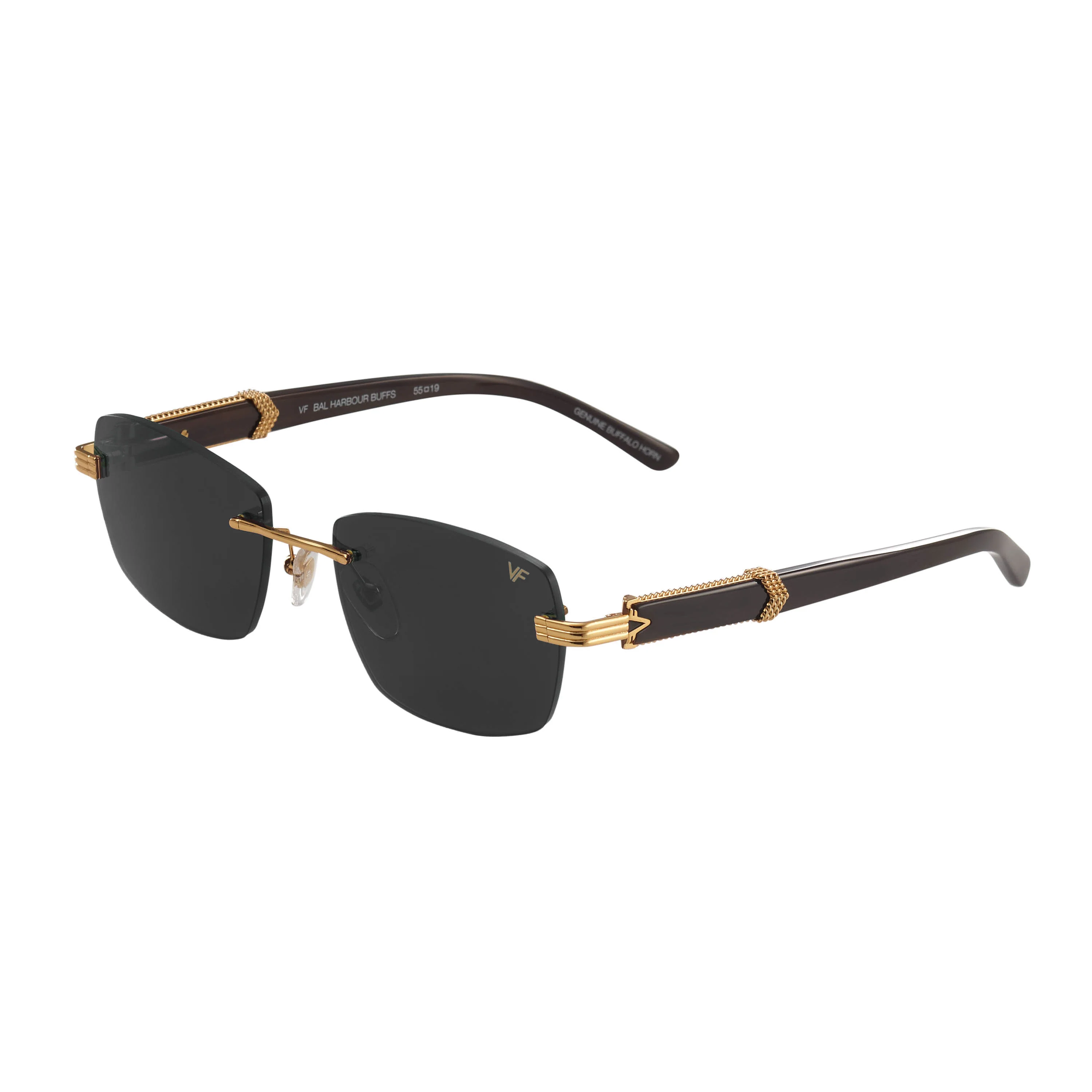Bal Harbour Buffs Rimless Black Buffalo Horn 24KT Gold - Image 5