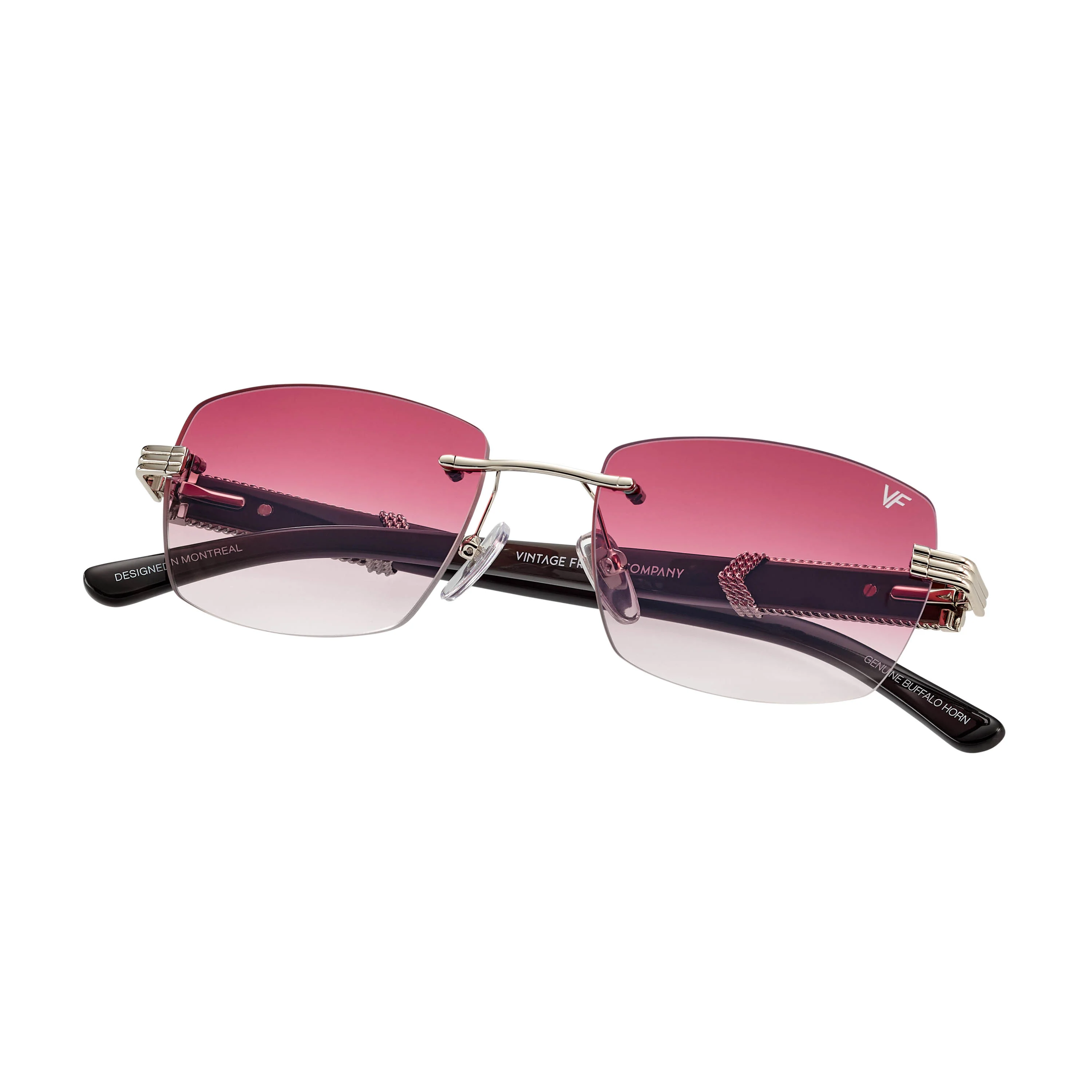Bal Harbour Buffs Rimless Black Buffalo Horn 24KT White Gold - Image 12