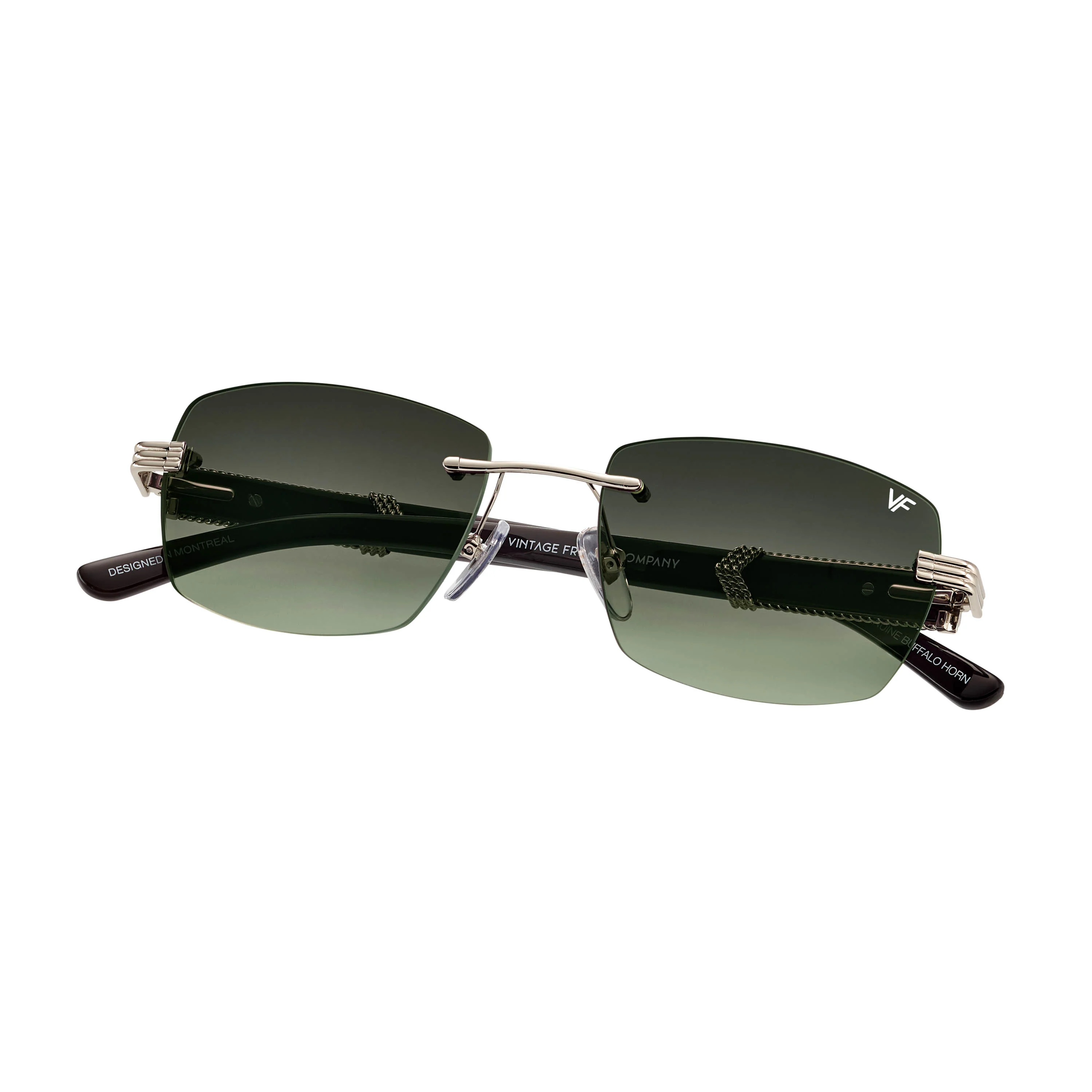 Bal Harbour Buffs Rimless Black Buffalo Horn 24KT White Gold - Image 15