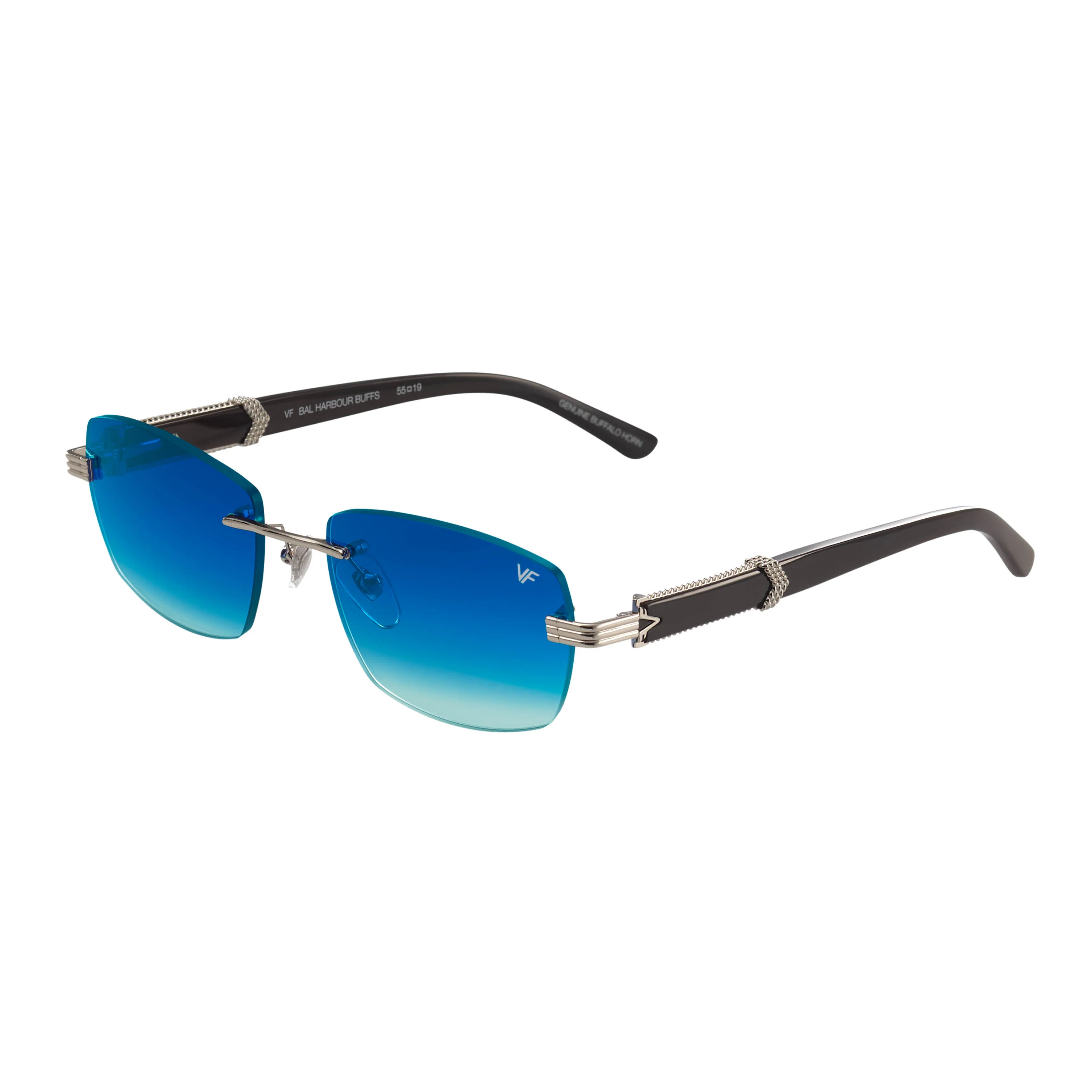 Bal Harbour Buffs Rimless Black Buffalo Horn 24KT White Gold - Image 17