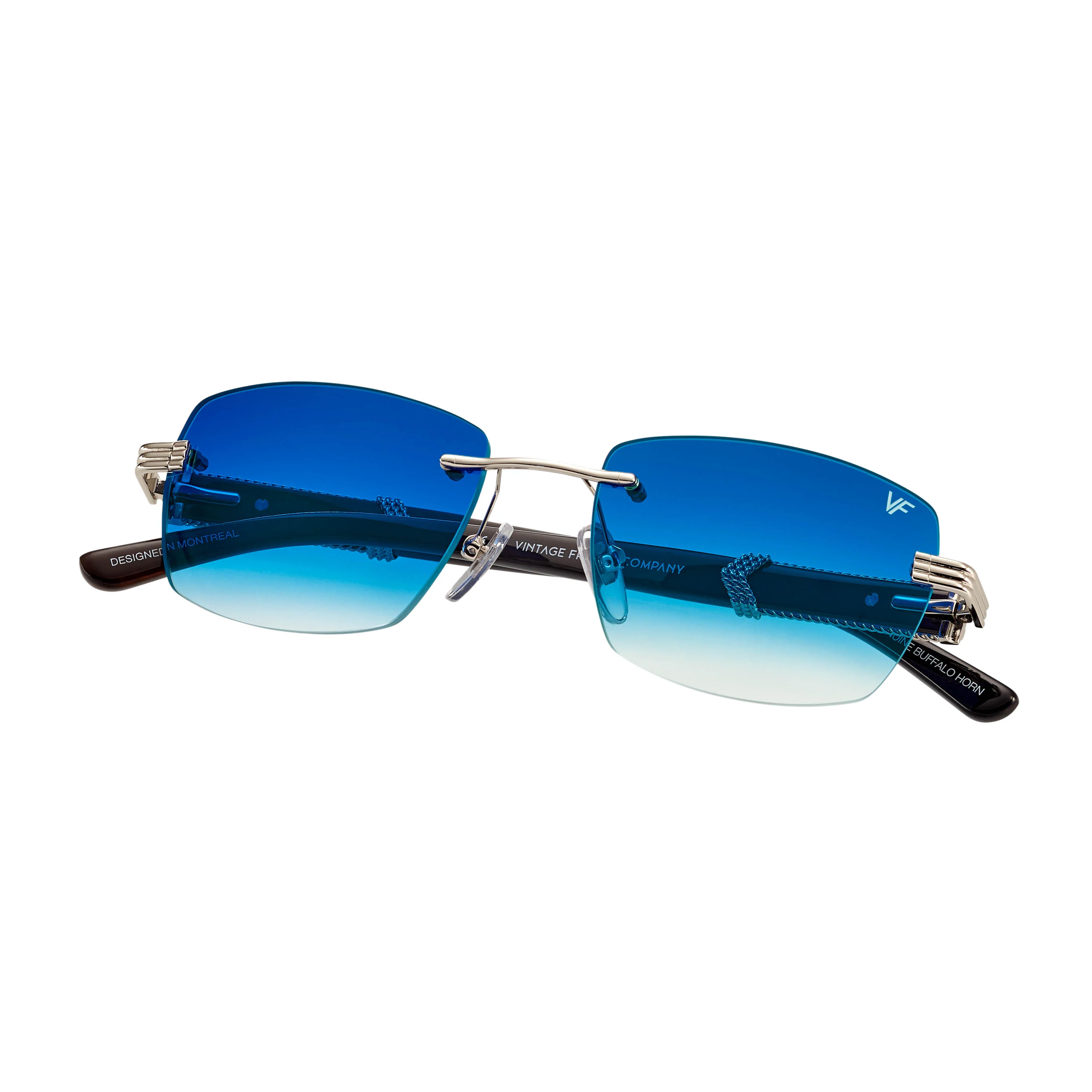 Bal Harbour Buffs Rimless Black Buffalo Horn 24KT White Gold - Image 18