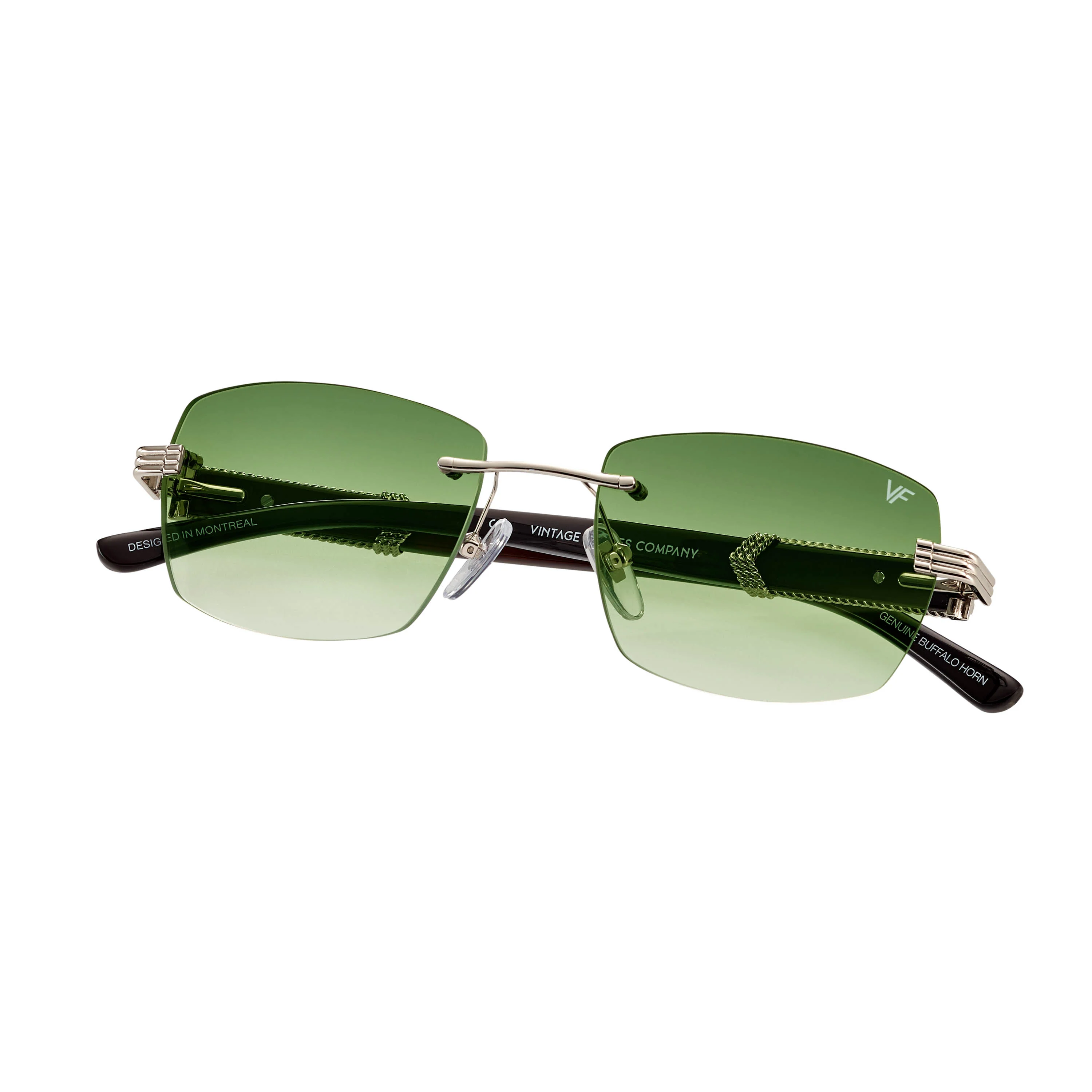 Bal Harbour Buffs Rimless Black Buffalo Horn 24KT White Gold - Image 9