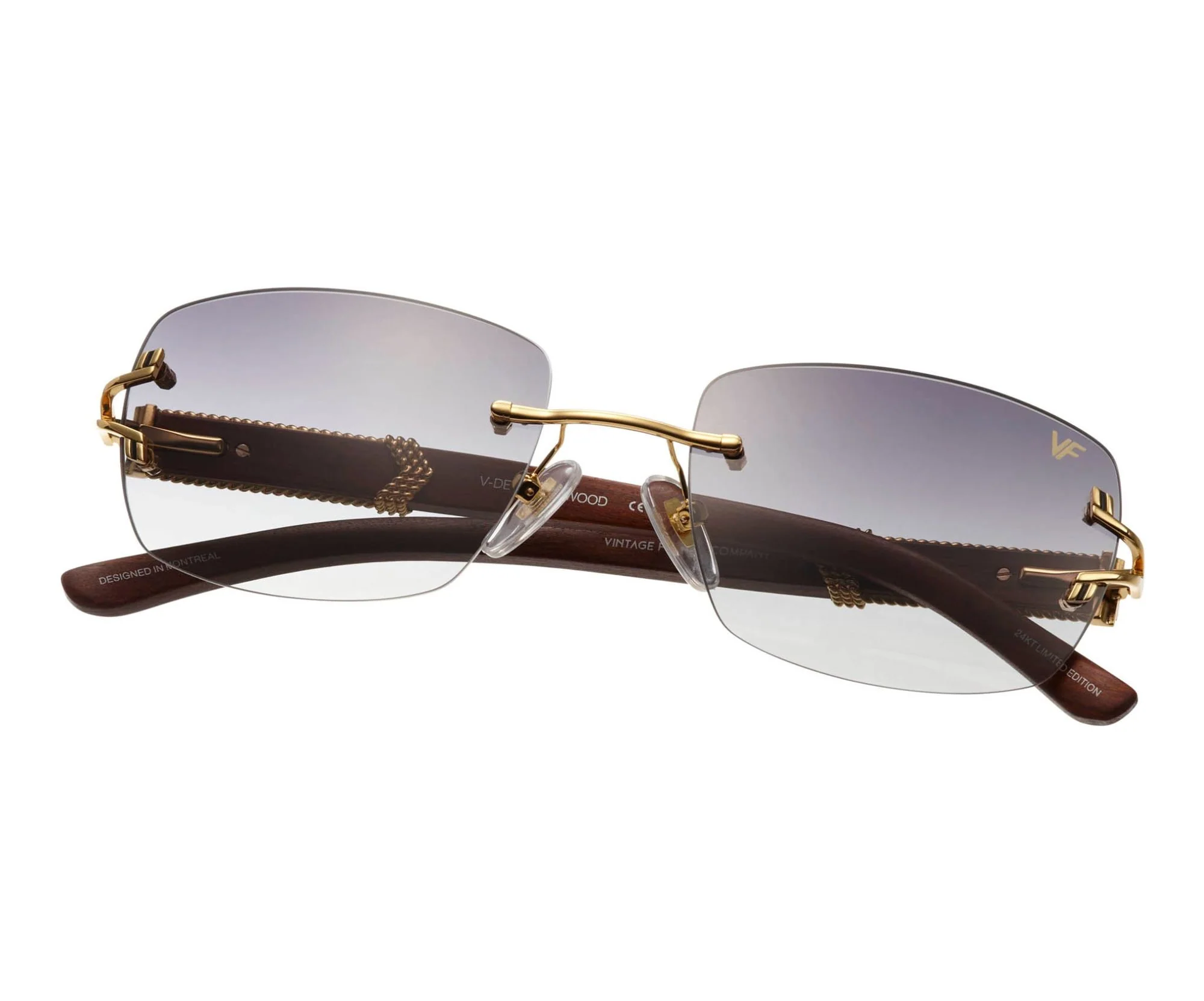 Bal Harbour Wood Edition Rimless Drill Mount 24KT Gold - Image 11