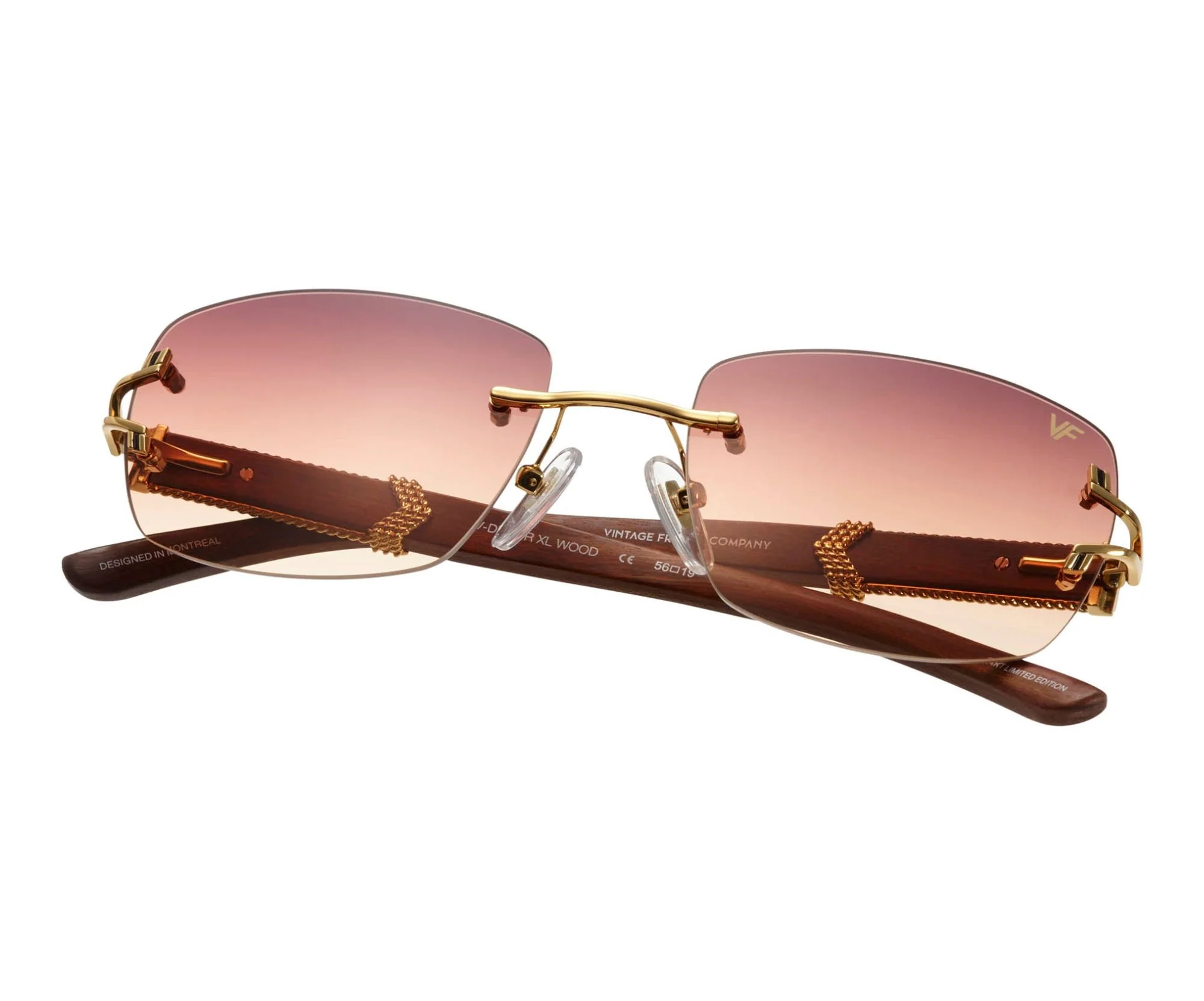 Bal Harbour Wood Edition Rimless Drill Mount 24KT Gold - Image 8