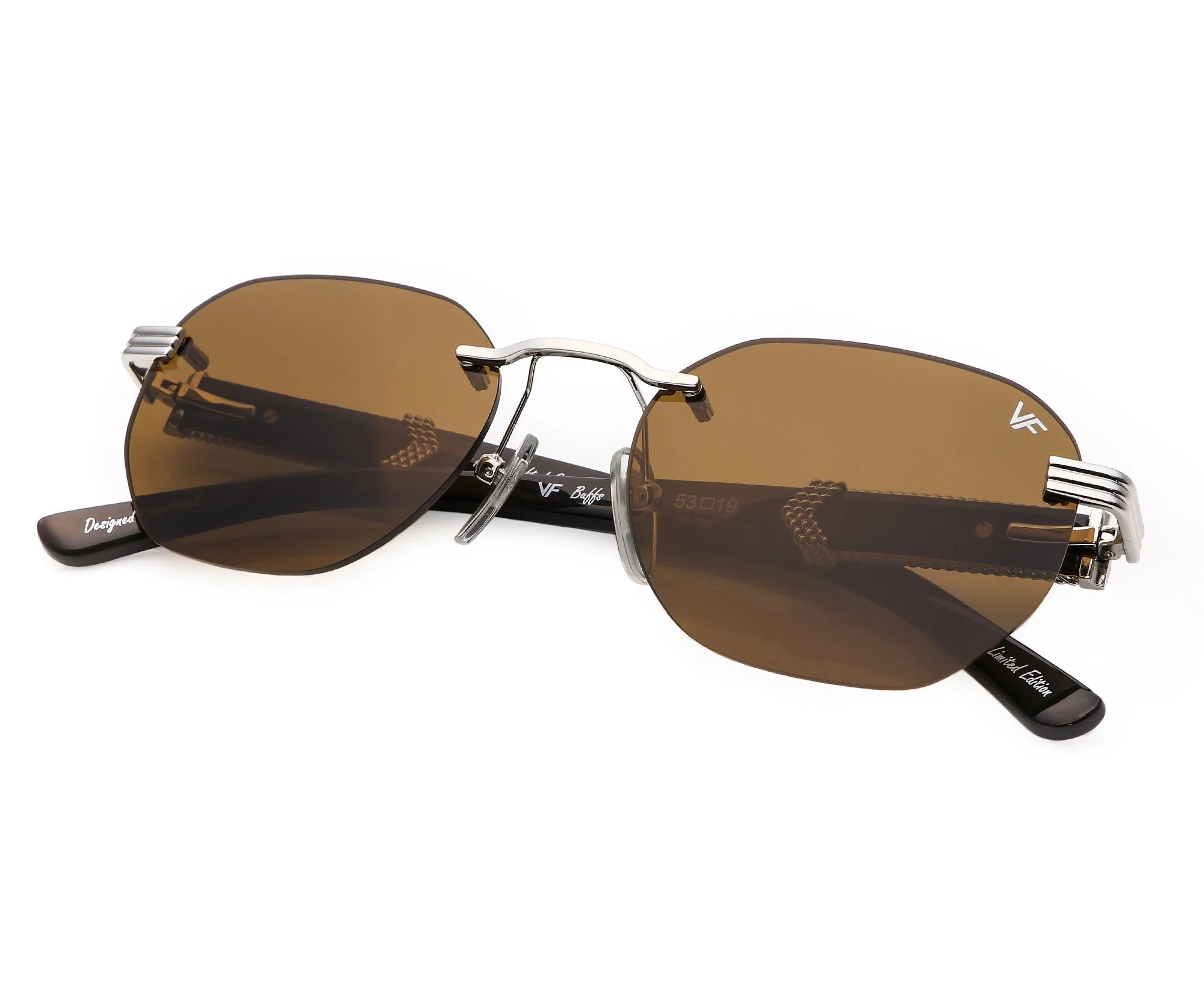 Detroit Player Buffs Rimless Black/Ivory Buffalo Horn 24KT White Gold - Image 10