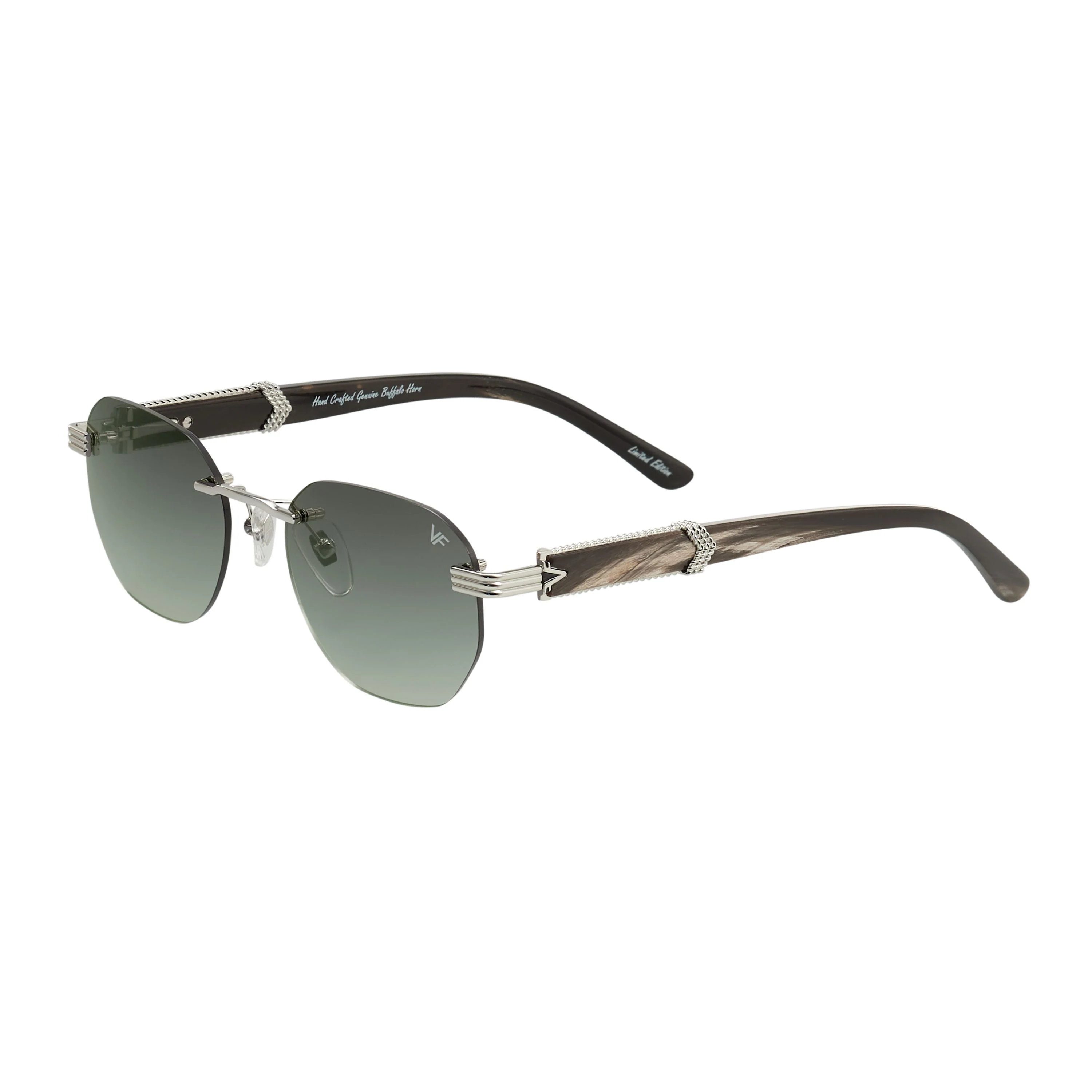 Detroit Player Buffs Rimless Black/Ivory Buffalo Horn 24KT White Gold - Image 12