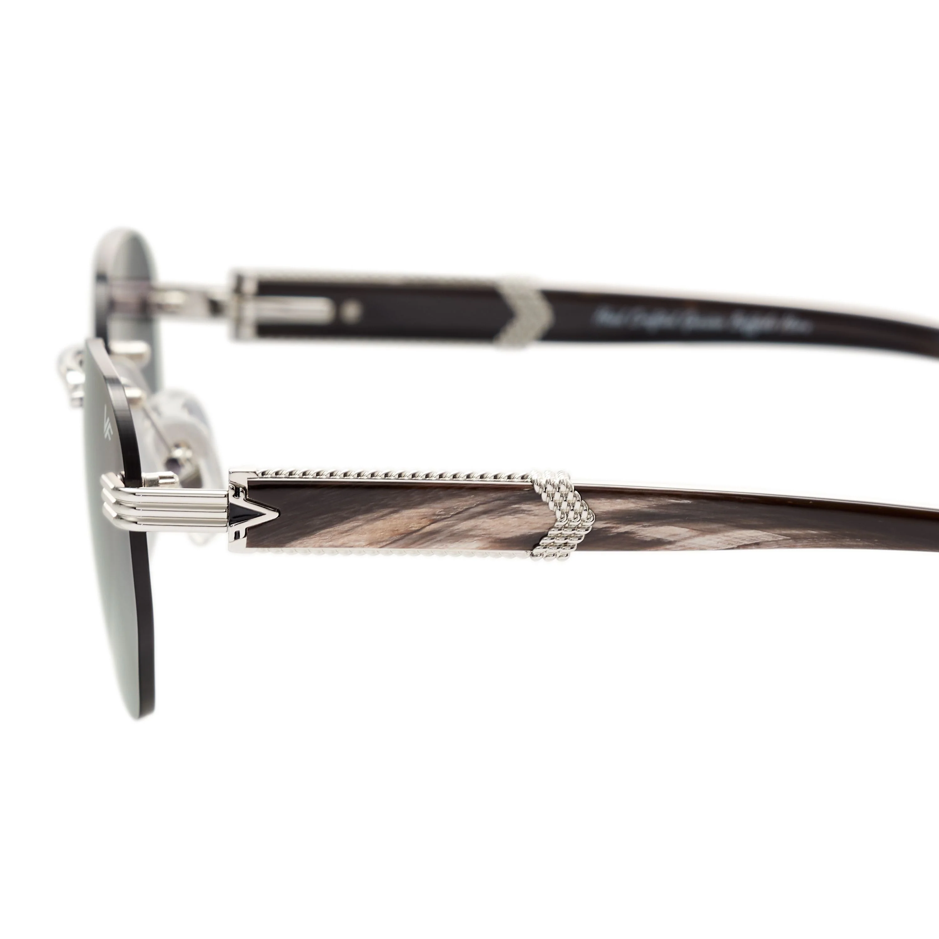 Detroit Player Buffs Rimless Black/Ivory Buffalo Horn 24KT White Gold - Image 13