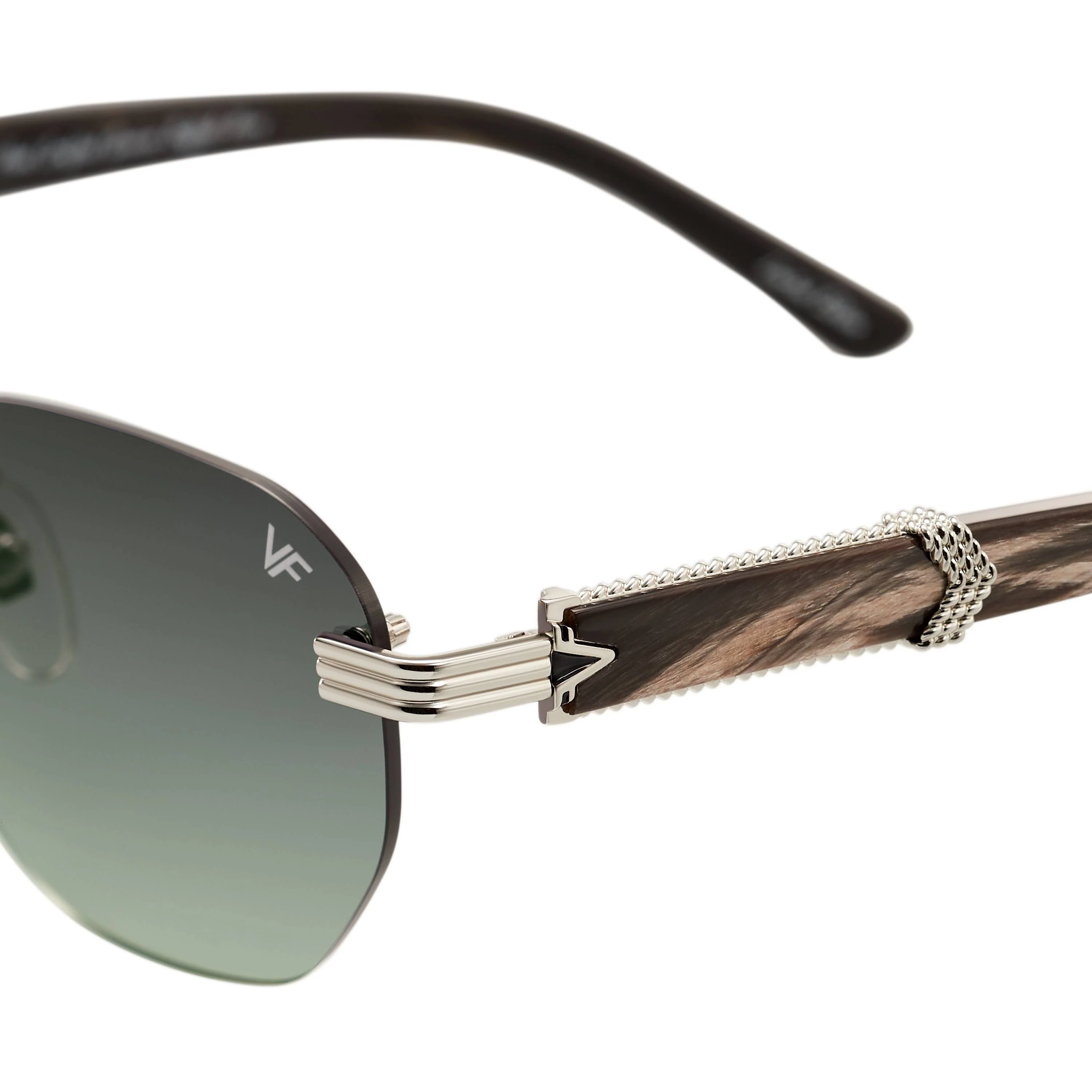 Detroit Player Buffs Rimless Black/Ivory Buffalo Horn 24KT White Gold - Image 14