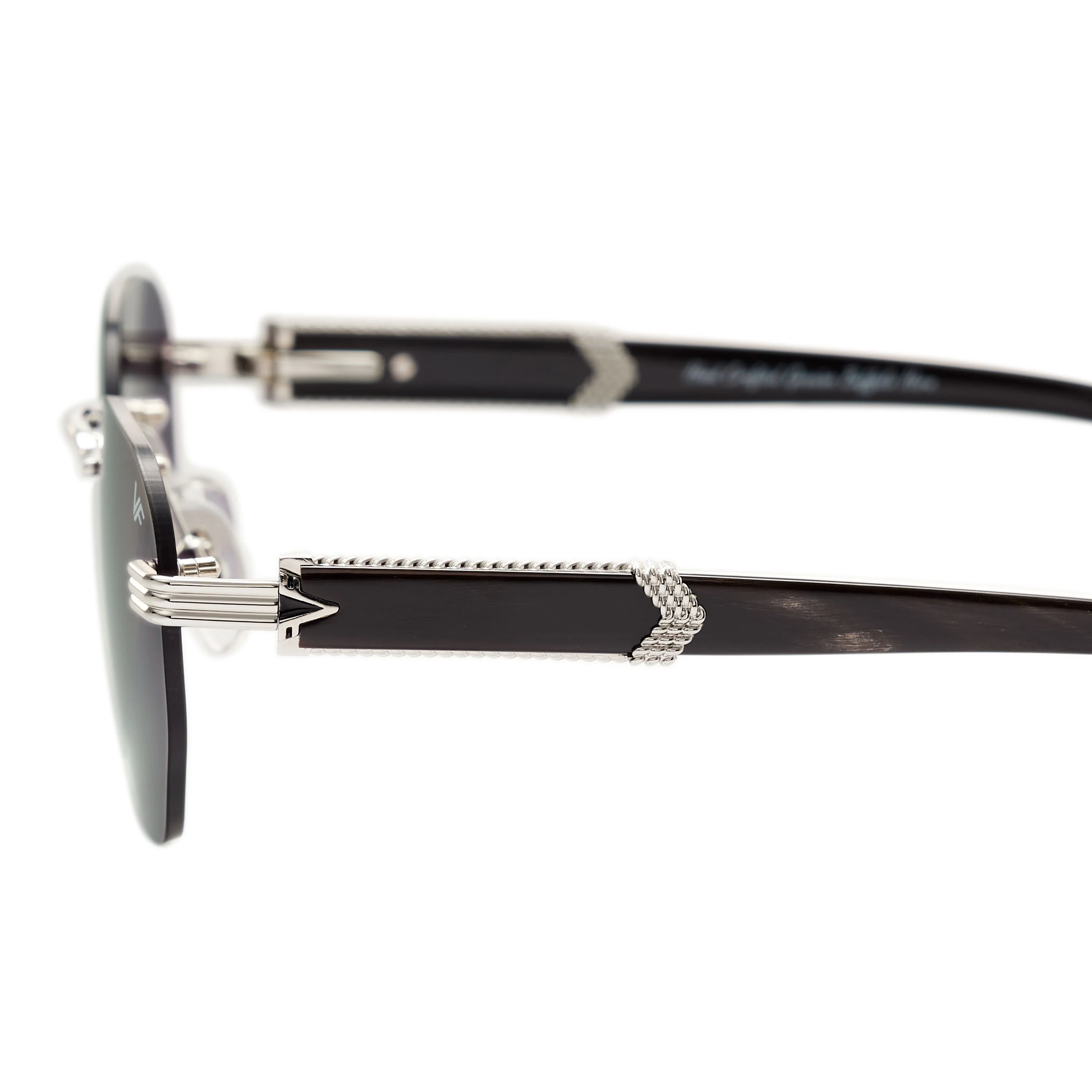 Detroit Player Buffs Rimless Black/Ivory Buffalo Horn 24KT White Gold - Image 17