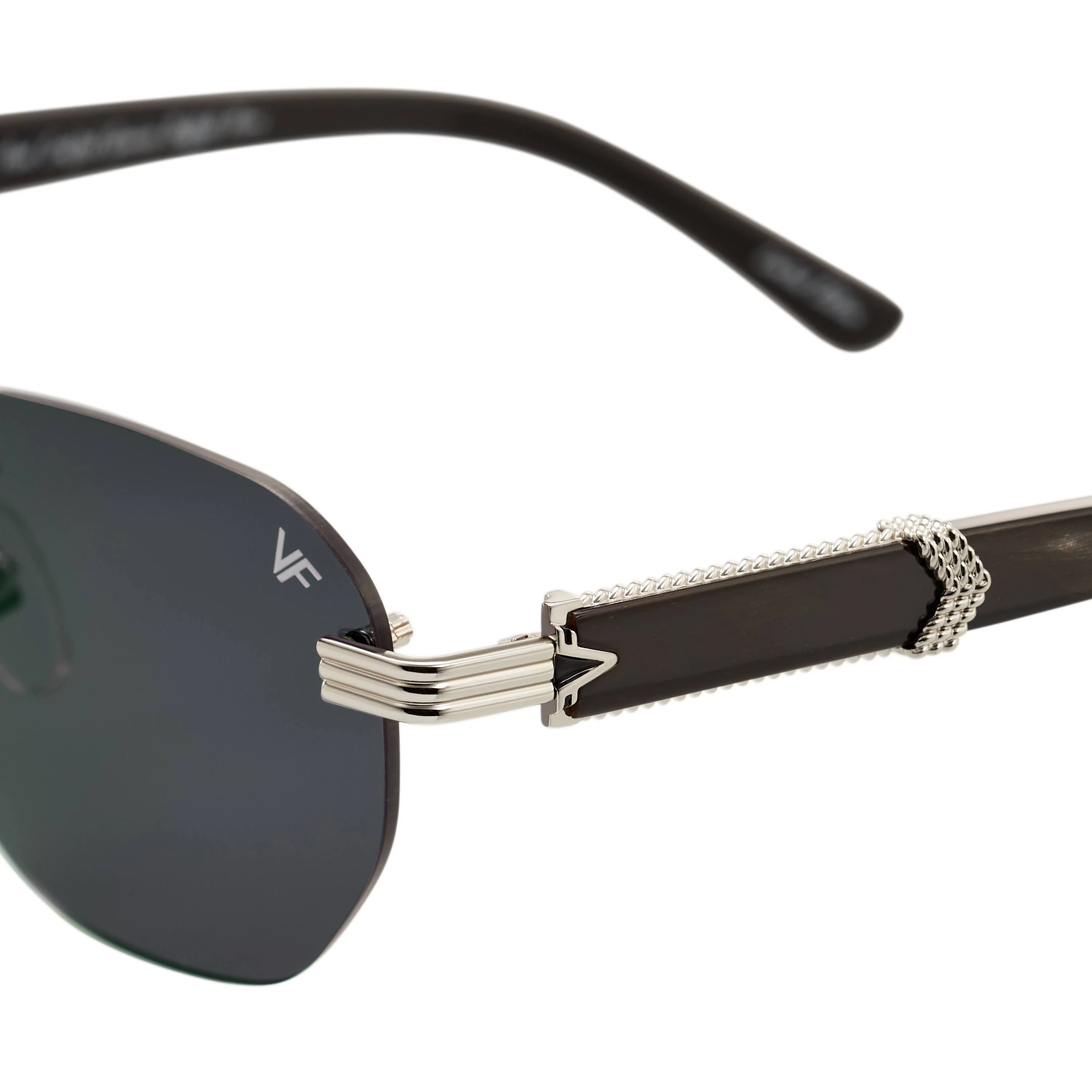 Detroit Player Buffs Rimless Black/Ivory Buffalo Horn 24KT White Gold - Image 18