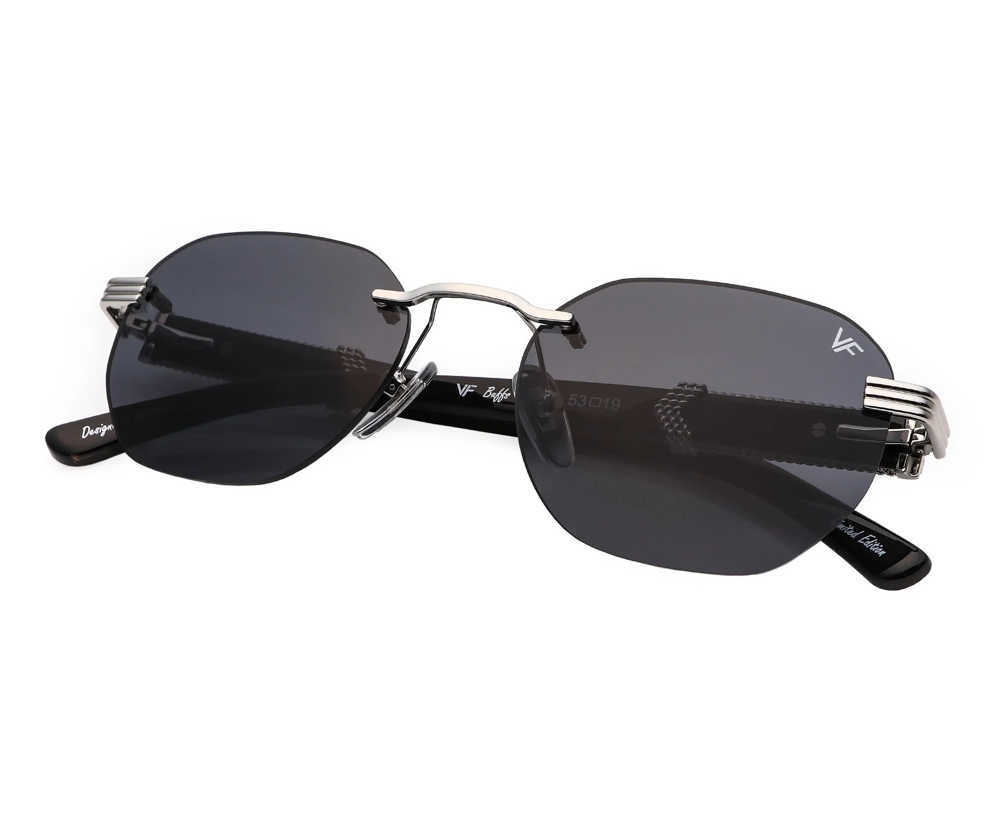 Detroit Player Buffs Rimless Black/Ivory Buffalo Horn 24KT White Gold - Image 19