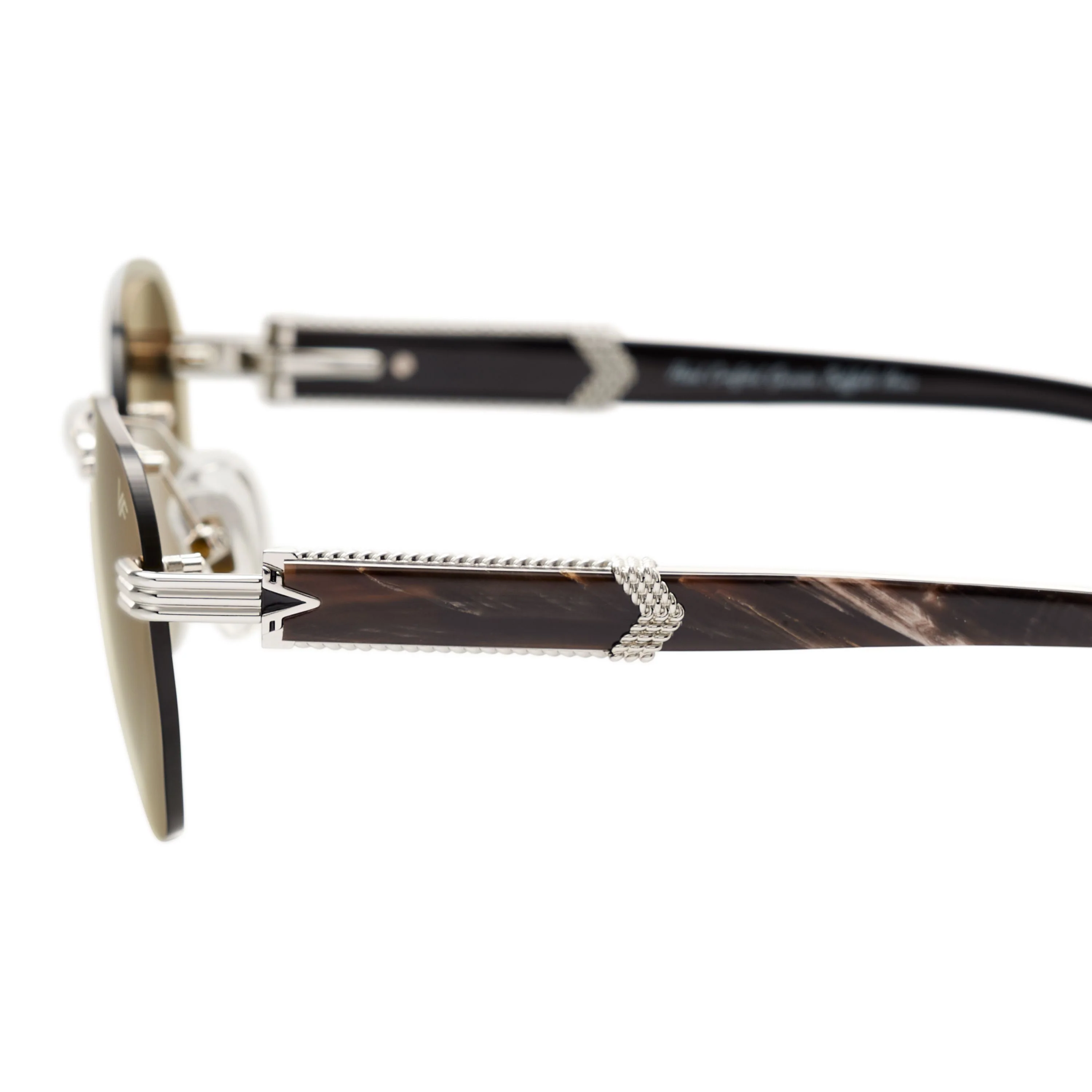 Detroit Player Buffs Rimless Black/Ivory Buffalo Horn 24KT White Gold - Image 8