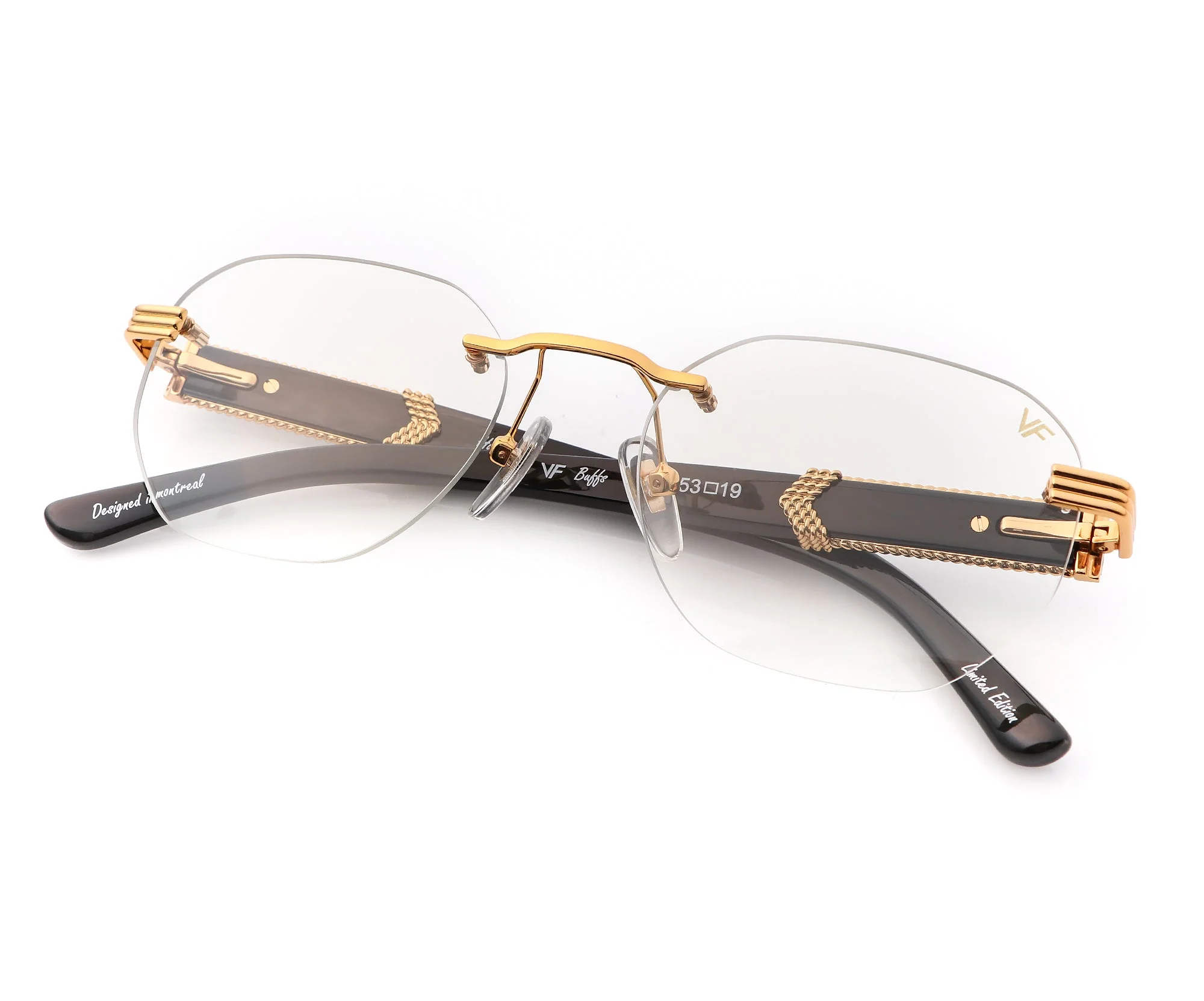 Detroit Player Buffs Rimless Black Buffalo Horn 24KT Gold - Image 20